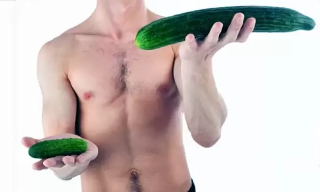 Gagmay ug dako nga gidak-on sa penis gamit ang mga pepino ingon usa ka pananglitan